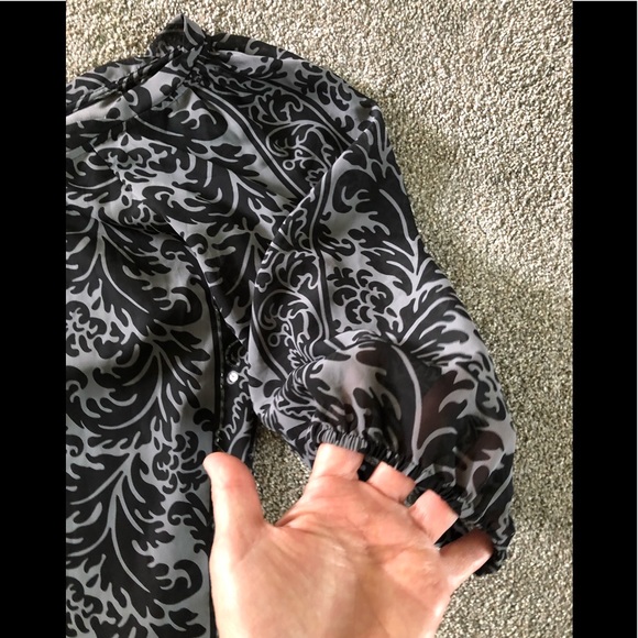 Nicole Miller Beaded Relaxed Blouse Top Size 14 Chiffon Summer Shoulders Off - Picture 5 of 14